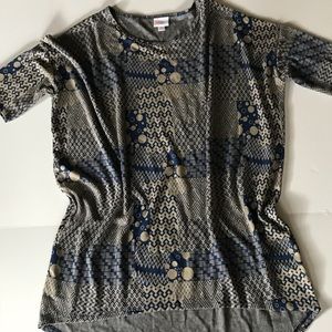 Lularoe Blue and Cream Geometric Top